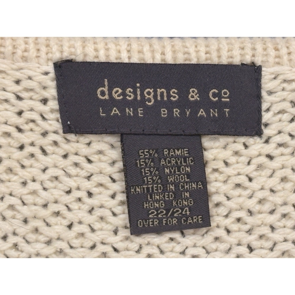 Vtg 90s Lane Bryant Designs & Co Fair Isle Zip Cableknit Sweater Vest Size 22/24 - Picture 3 of 8
